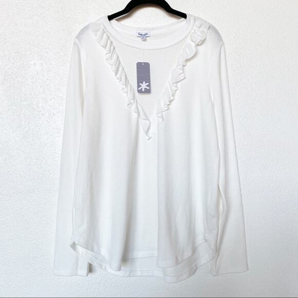 Splendid Sylvie Jersey Feather Rib Ruffle Top Size XL - Picture 1 of 8